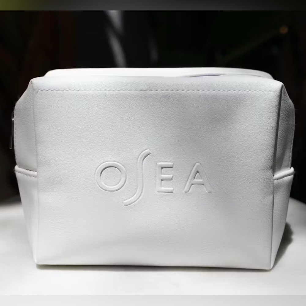 OSEA White Vegan Leather Cosmetic Pouch NWOT